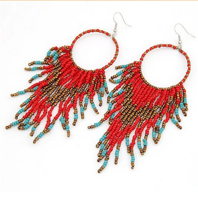 Free 1pair Native American Style Beaded Earrings Free 1pair Native American Style Beaded Earrings Fringe Long Beads Chandelier