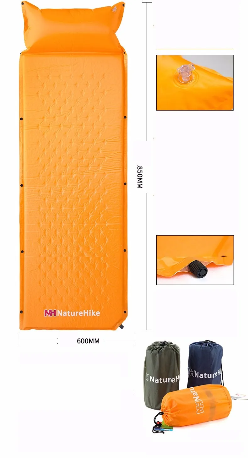 Colchão com Travesseiro Almofada de Dormir Barraca de Acampamento Naturehike Auto Inflável Dormir Esteira Auto-inflar Cama Dobrável Única 5 Esteira de acampamento