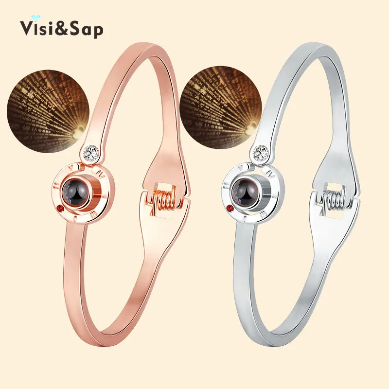 

Visisap Tiktok Projection Unisex Bracelets 100 hundred languages I LOVE YOU bracelet Anniversary couple bracelet Wholesale