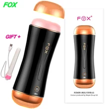 FOX Dual hole 10 Speeds anal Vibrator sex toys for men Oral sex machine Artificial Vagina real pussy Male Masturbator for man