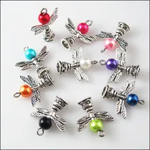 10 шт в ассортименте, стеклянные танцующий Ангел Крылья Подвески в виде башни Подвески 20 мм