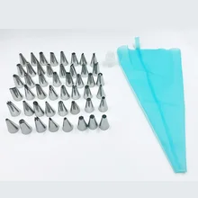 50 шт./компл. глазури трубопроводов сопла силиконовые кондитерского мешка декоративных насадок+ крем многоразовый кондитерский сумки Кухня форма для выпечки тортов DIY украшения инструменты