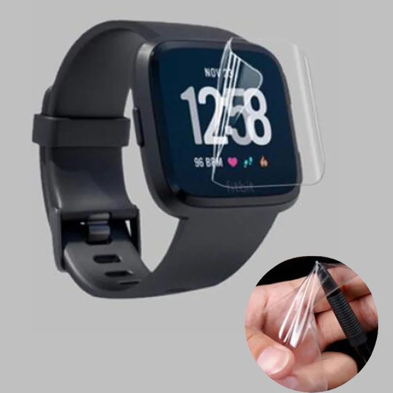 

2pcs Soft TPU Clear Protective Film Guard For Fitbit Versa / Versa Lite Smart Watch Full Screen Protector Cover (Not Glass)