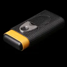 Классический Топ класс из чистой воловьей кожи черный сосновый деревянный портсигар чехол Hoder 3 трубки с бесплатной сигарой резак