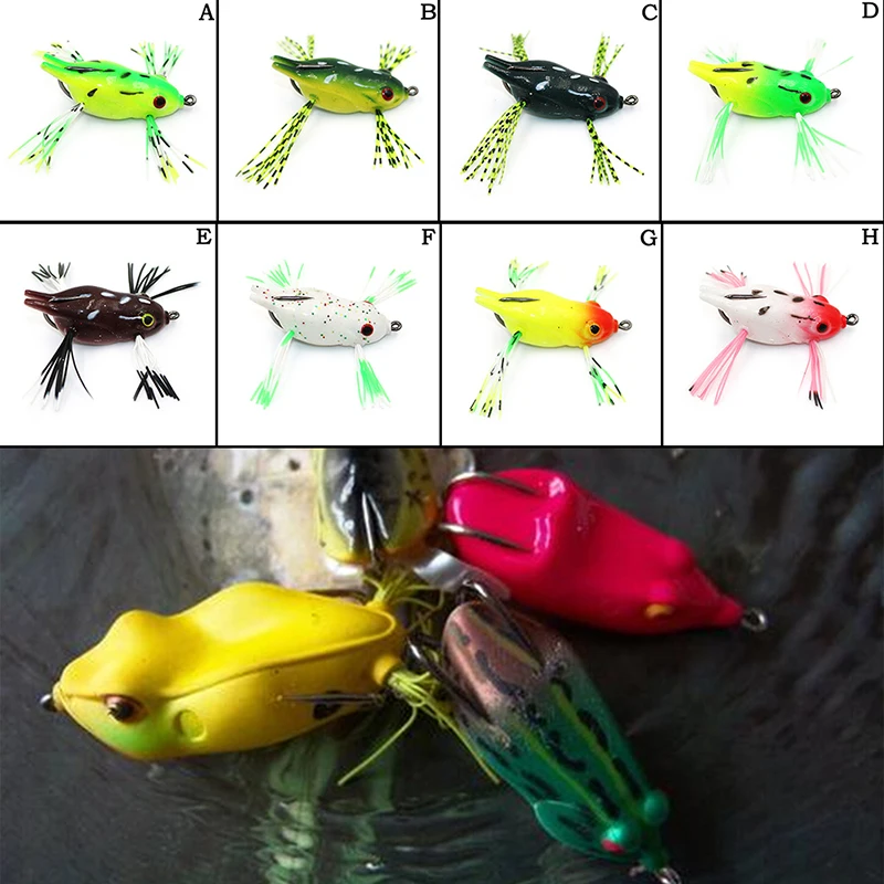

8 Color Fishing Tackle Cute Frog Topwater Fishing Lure Crankbait Hooks Bass Bait
