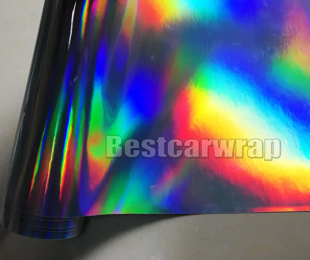 chrome holographic silver car wrapping film wrap foil rainbow chameleon vinyl (4)