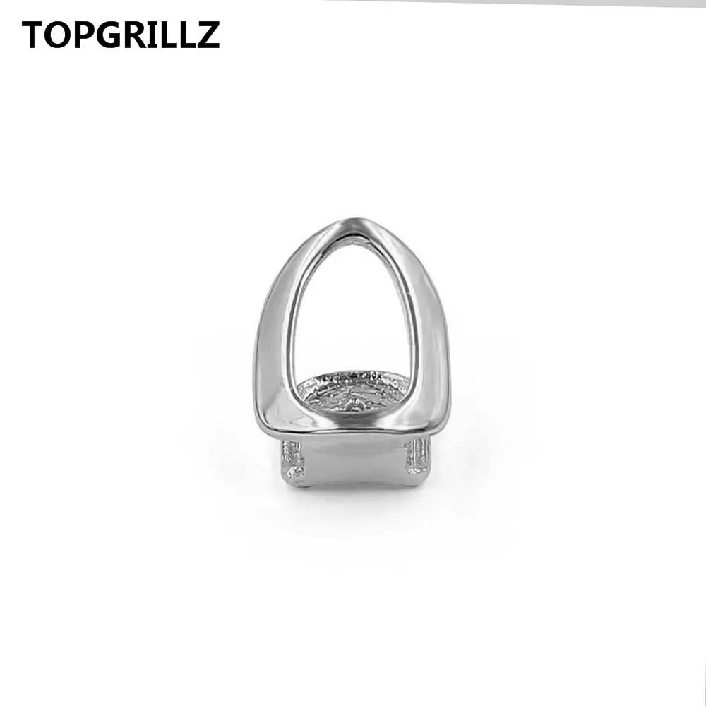 TOPGRILLZ желтое золото цвет покрытием полое открытое лицо Grillz одиночные капы для зубов хип хоп зуб грили для подарка - Окраска металла: Silver