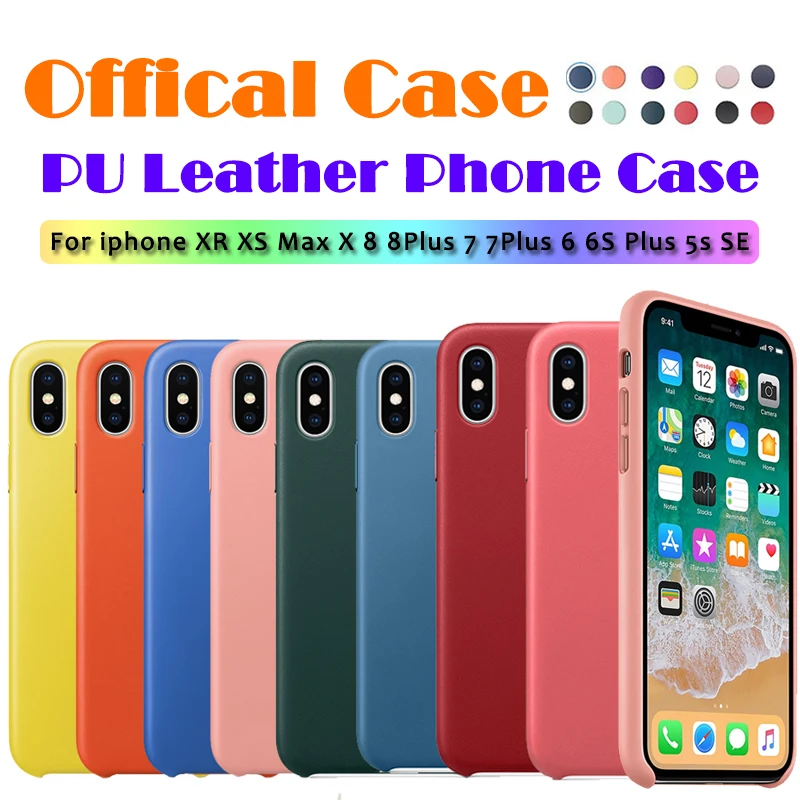 

Original Logo Phone Case For iPhone 7 8 6 Plus 1:1 Official PU Leather Case For Apple iPhone X XR XS MAX 6S 5 5s se Back Cover