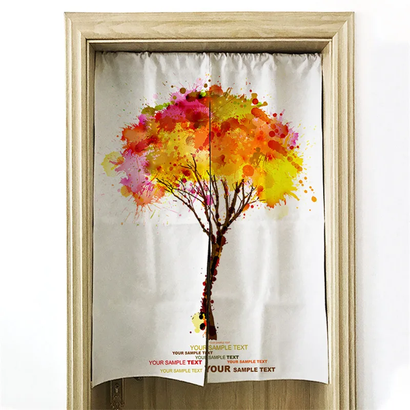 

Embellished Tree Printed Door Curtains for Noodle Store Kitchen Room Decoration