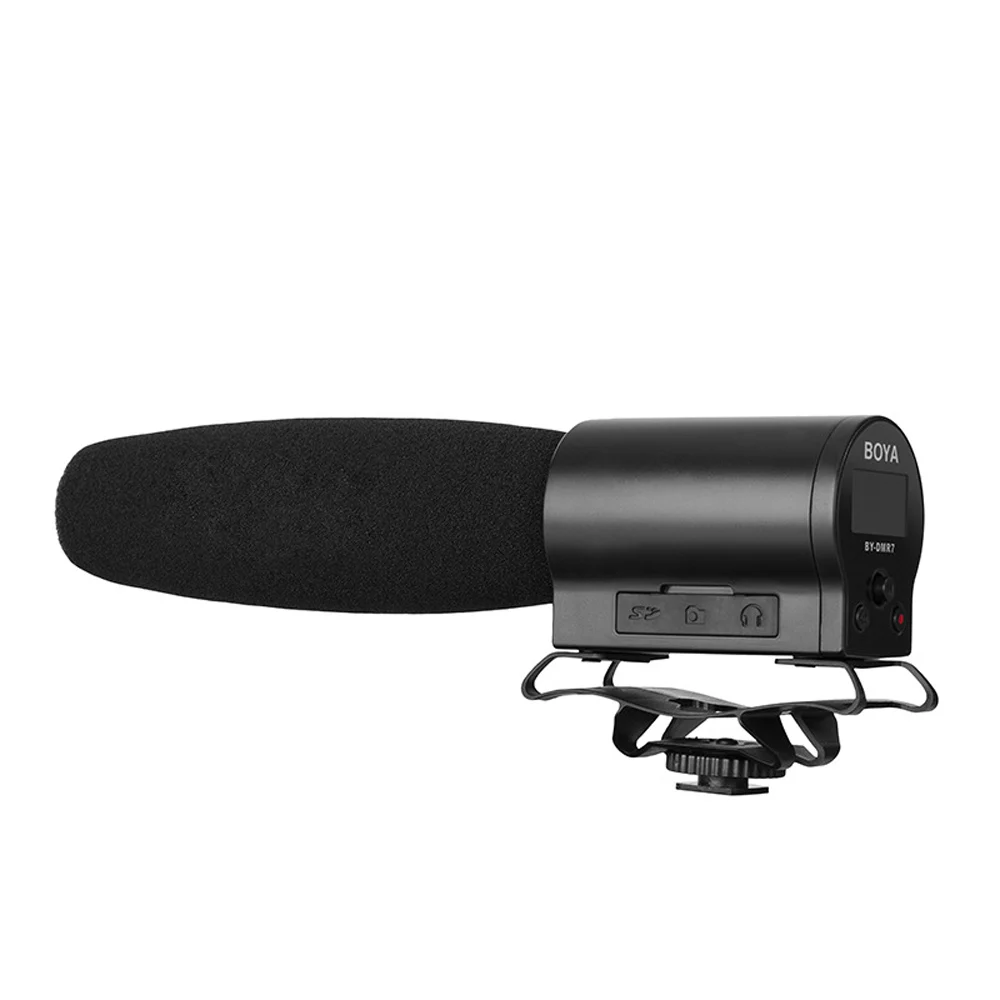 

BOYA BY-DMR7 Integrated Flash Microphone with LCD for DSLR Cameras Super-cardioid polar pick-up pattern Easy-to-use menu system