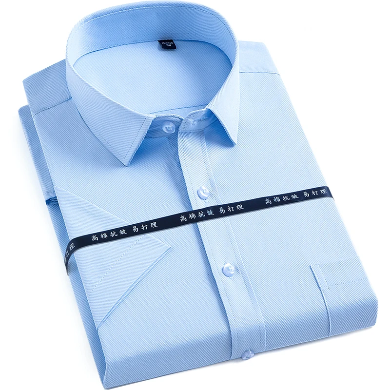 

plus size 7XL men dress shirt short sleeve solid color work shirts mens social smart casual shirts male Formal Business Shirt