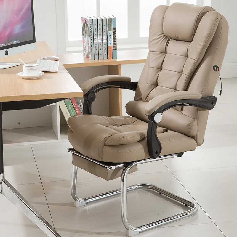 Office Chair Home Computer Gaming Chair Cadeira with Massage Function Bow Foot PU Silla Oficina Cad