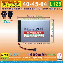 2 stuks [L125] 3.7V 1600mAh [404564] 78172 2 P; polymer Li-Ion batterij voor iRiver Astell & kern AK JR MP3, MP4; LUIDSPREKER(China)