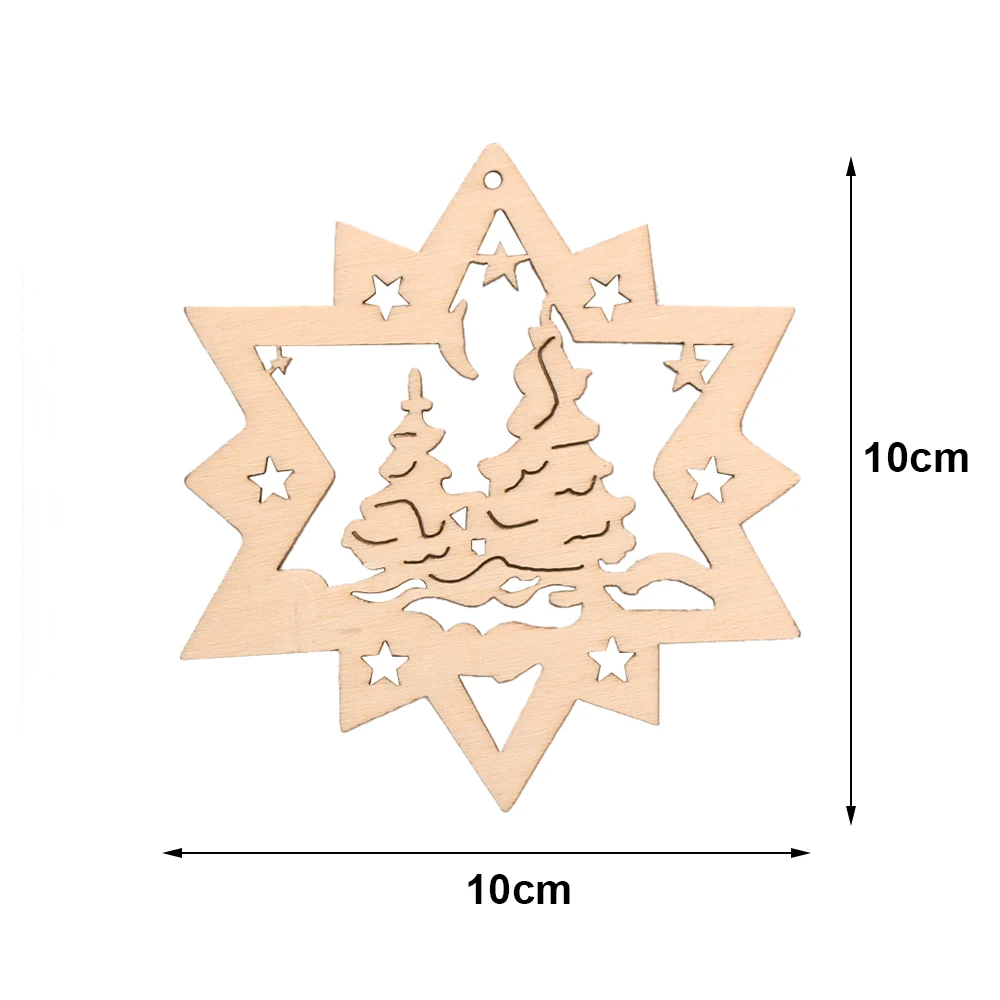 10 шт./компл. Натуральные Деревянные Подвески в виде звездочек для дерева Скрапбукинг рождественское подвесное Рождество орнамент домашний декор "сделай сам"