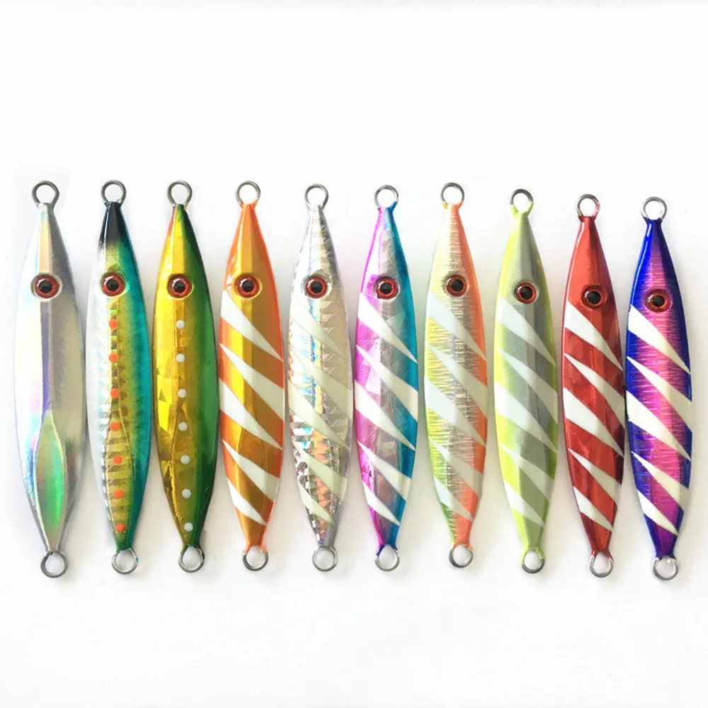 5PCS Zebra Glow Stripe Fishing Ocean Boat Jig Deep sea Jigging Jigbait ...