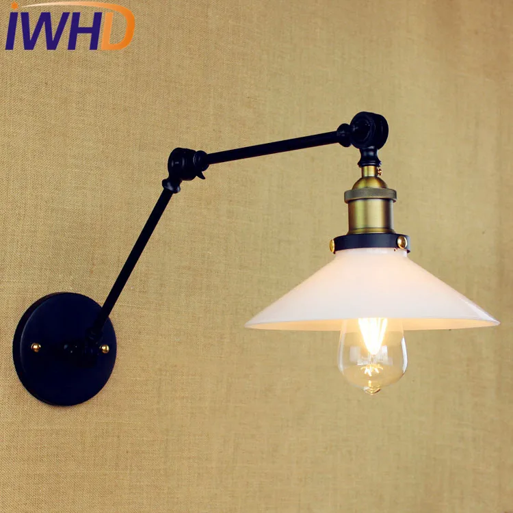 

IWHD Glass Swing Long Arm Wall Light Vintage Wandlamp Loft Industrial Wall Lamp Edison Sconce Lamparas Appliques Pared