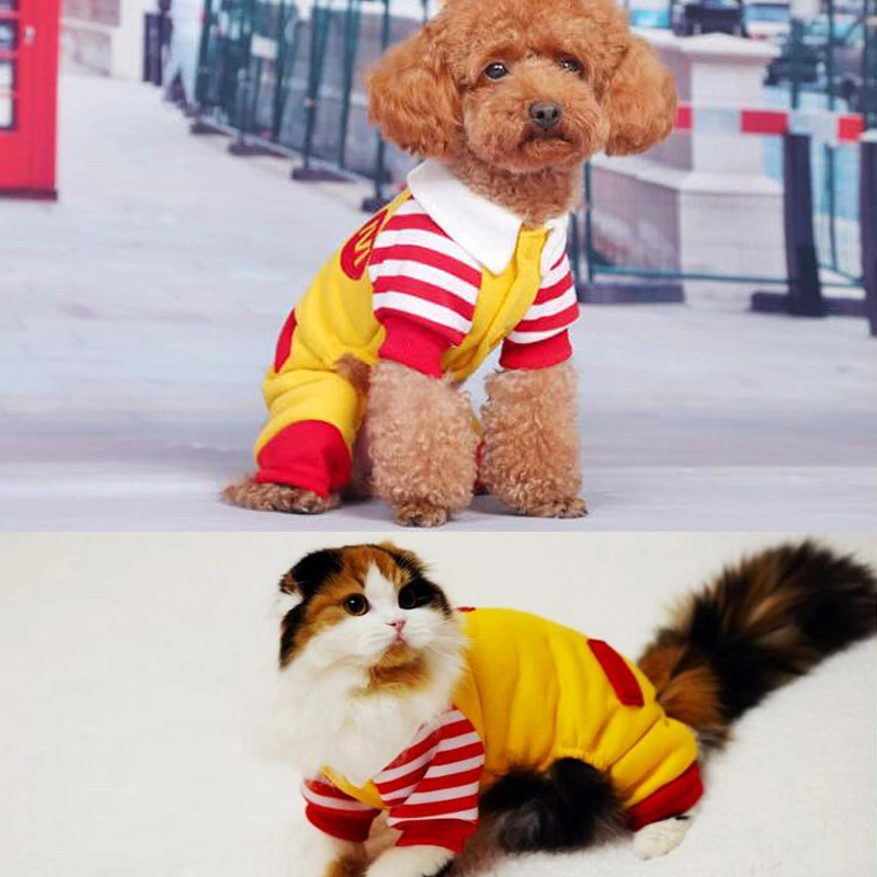ペットコートとても面白いマクドナルドの叔父コスプレオーバーオールペット猫犬暖かい冬四脚服 Pet Coat Warm Winterpet Dog Winter Clothes Aliexpress