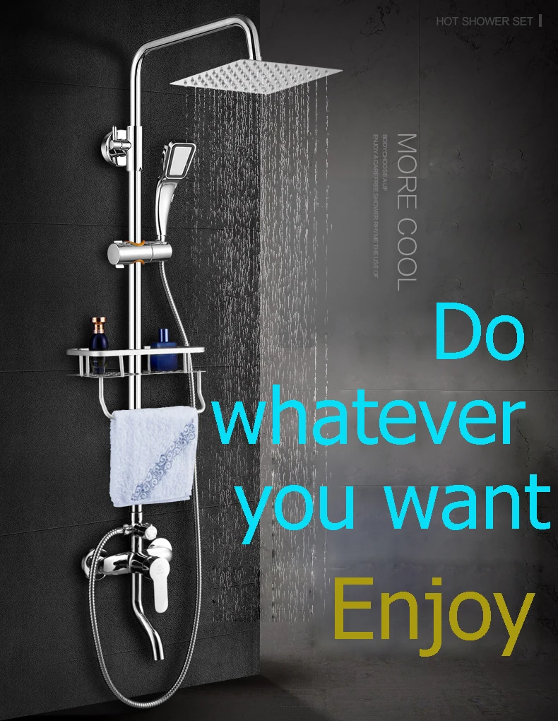 

Bathroom shower set copper faucet booster shower head ceramic core shower system with
