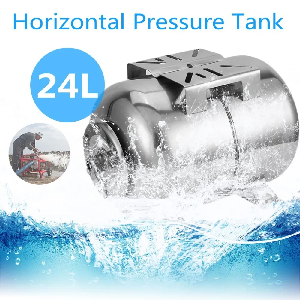 

(Ship From DE)24L Horizontal Pressure Tank Stainless Steel Garden Pressure Expansion Tank Universal Pressure Boiler Equipments