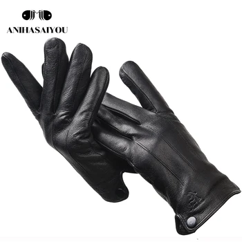 

High grade mens leather gloves,Outer suture men's winter gloves,Comfortable thickening gloves men,Buckskin gloves male-8012
