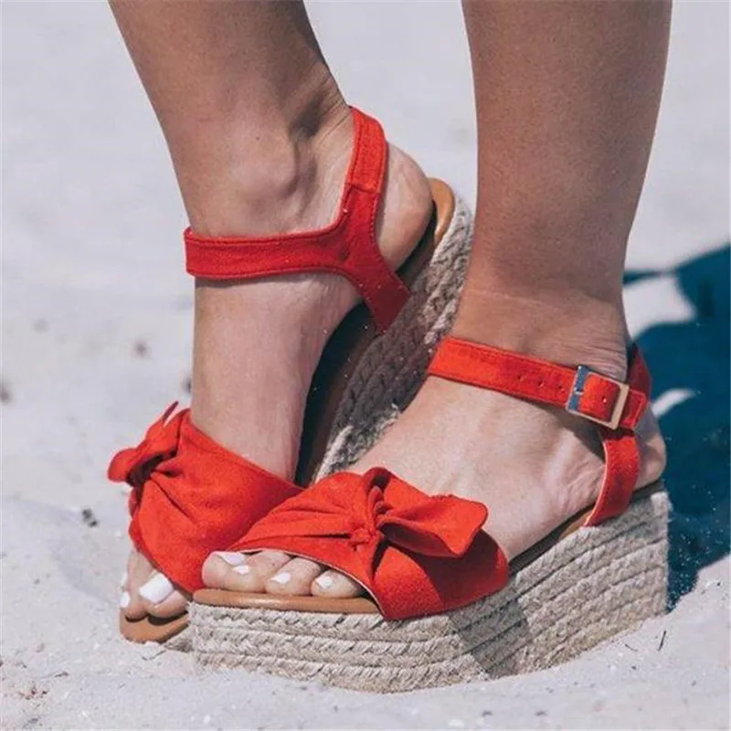 

WENYUJH Plain Sandals Peep Toe Wedge Shoes Bow Women 2019 Wedges High Heels Sandals With Platform Shoes Female Summer Shoes