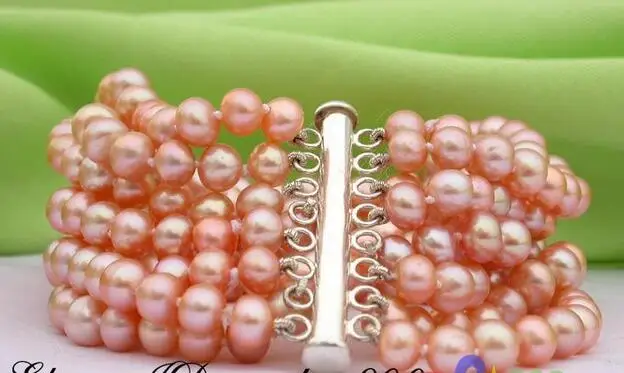 

Wholesale price 16new ^^^^p89 8strands round pink FW pearl bracelet bangle magnet