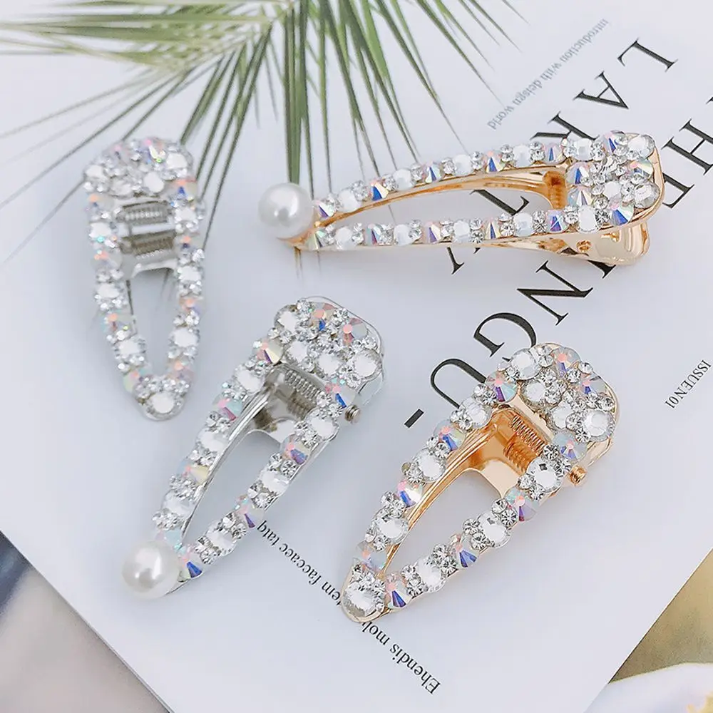 

1Pcs Crystal flowers Hairpins Headwear for Women Girls Rhinestone Geometric Hair Clips Pins Barrette Styling Tools Accessories