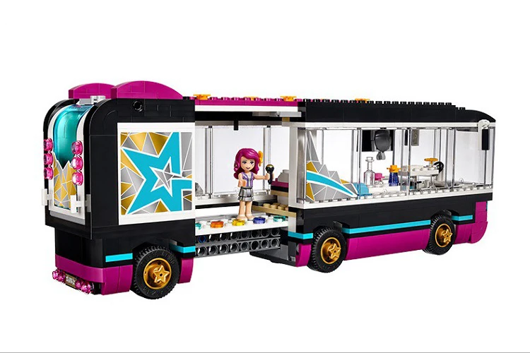 Friends Pop Star Tour Bus Building Blocks Legoing Friends Figures Bricks Toys for Children Model Toys Gift