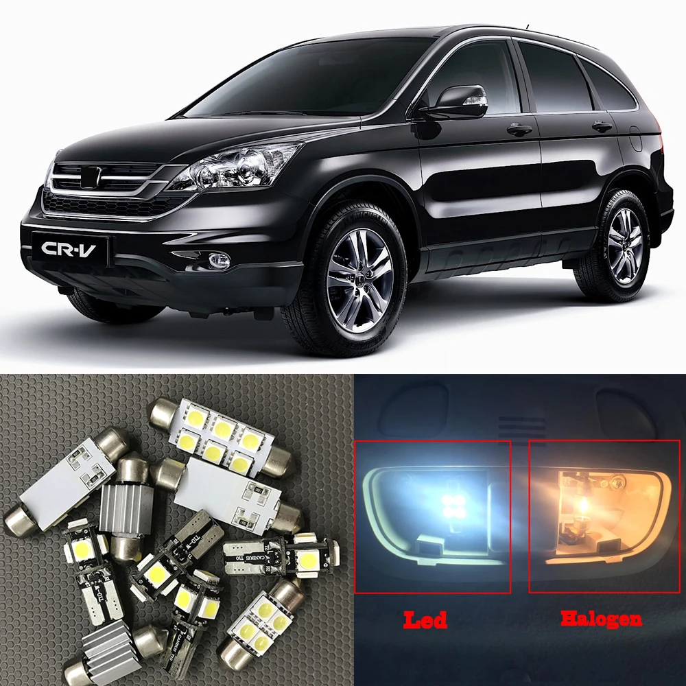 Us 8 91 10 Off 8x White Auto Interior Led Light Bulbs Kit For 2007 2012 Honda Cr V Replacement Map Dome Trunk License Plate Light Halogen Lamp In