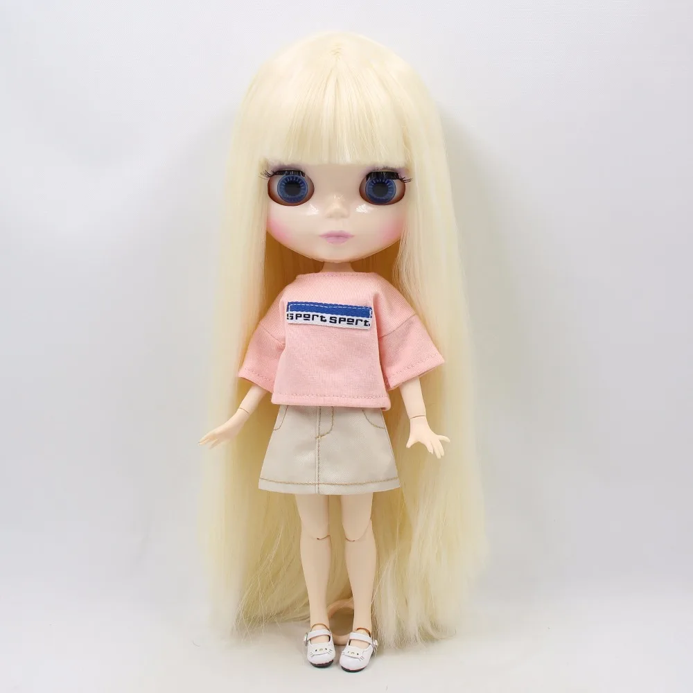 Neo Blythe Doll with Blonde Hair, White Skin, Shiny Cute Face & Custom Jointed Body 1