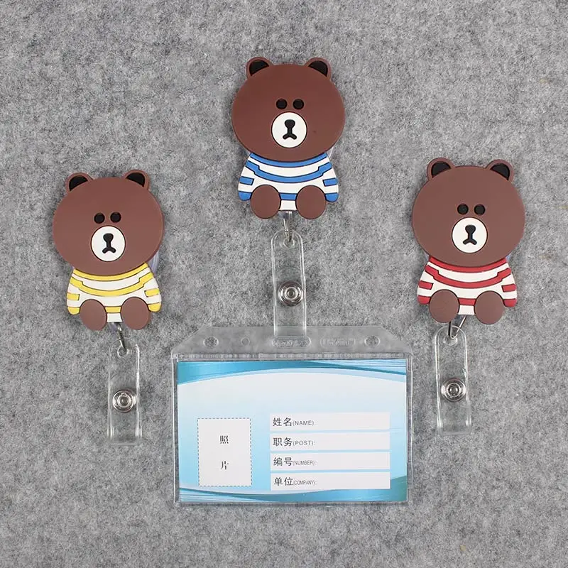 

Badge Scroll Nurse Reel Bear Transparent PVC Character Scalable Colors Little Bear Girls Exhibition ID Plastic Doctor CardHolder