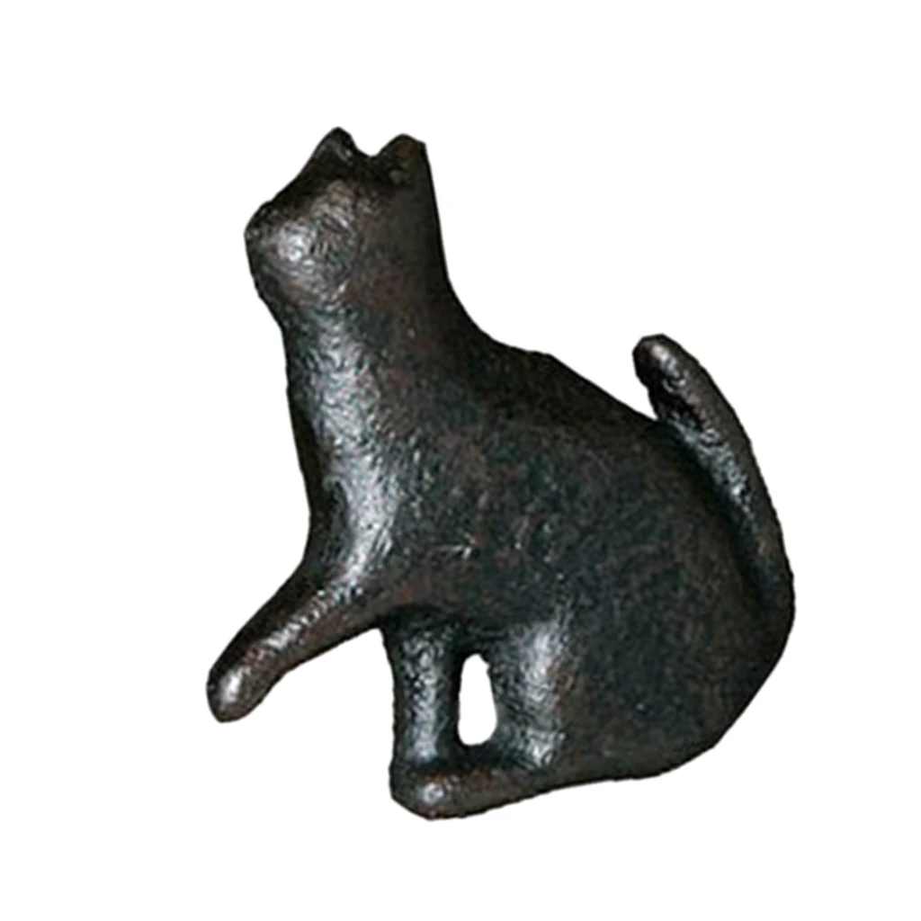 Cast Iron Matt Black Cat Shaped Cupboard Drawer Knob Kitchen Cabinet Door Pull Knobs with Screws