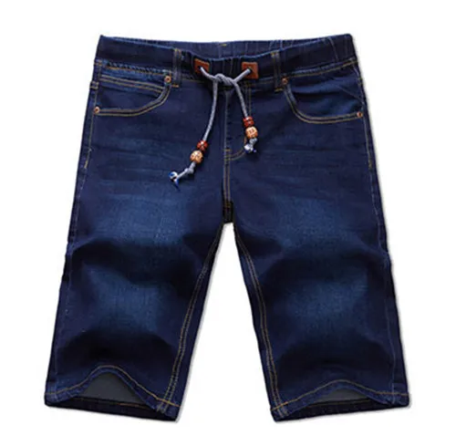 Классические мужские джинсовые шорты из хлопка, большие размеры 40, 42, 44, 46, 48, летние повседневные шорты до колена, мужские тонкие прямые короткие брюки - Цвет: Dark Blue