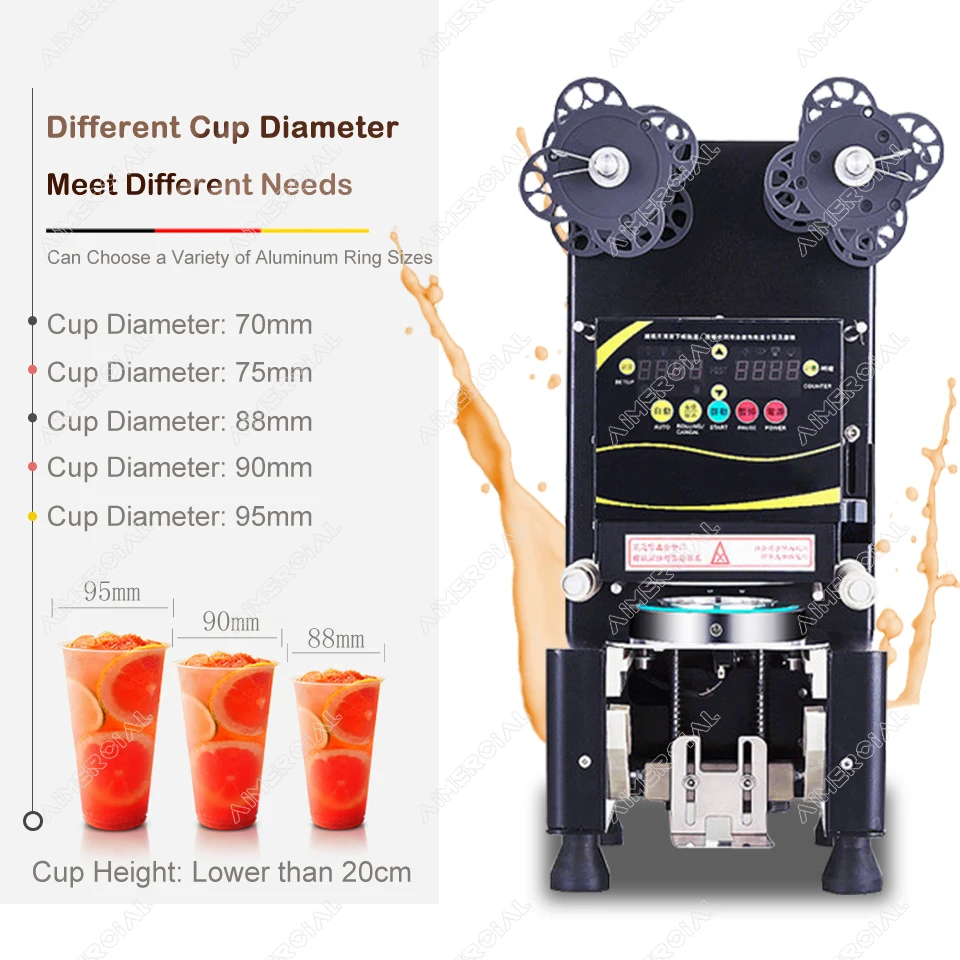 RC995S electric cup sealing machine Bubble tea machine Commercial Cup sealer seal 7/7.5/8.8/9/9.5cm PP/PC/PE cup