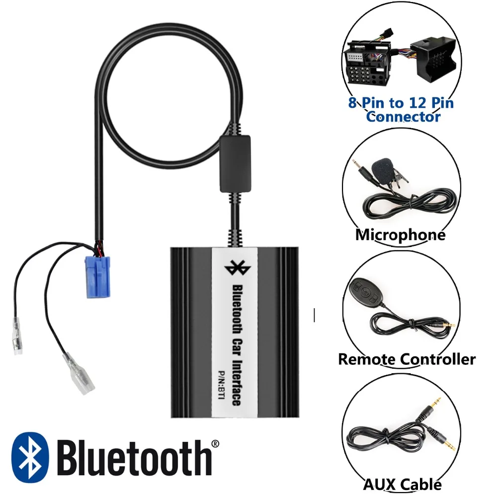 APPS2Car Hands Free Car Bluetooth Adapter USB AUX Jack Adapter for Renault Laguna 2009 2011