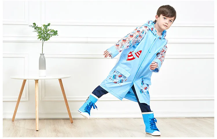 3.Toddler Kids Raincoat EVA Rain Coat Hooded Boys Girls Rain Poncho Impermeable Raincoat For Children With Schoolbag