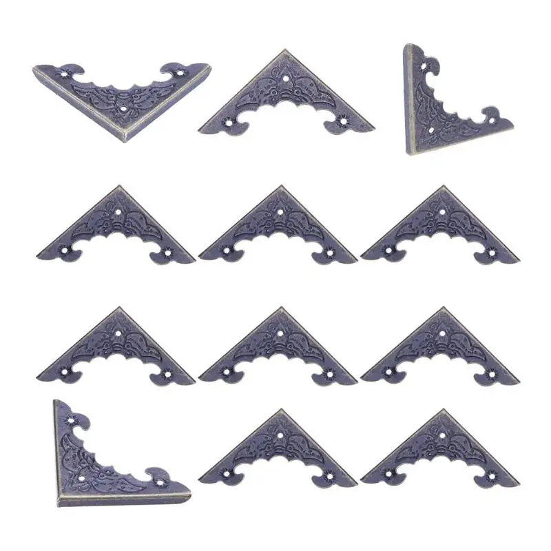 12 Pcs Antique Bronze Jewelry Box Corner Foot Wooden Case Corner Protector Decorative Corner For Furniture