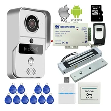 Envío Libre RFID Inalámbrica Wifi IP Cámara de Vídeo de Intercomunicación Timbre para PC Phone Remote View Unlock + Cerradura Magnética 8G TF