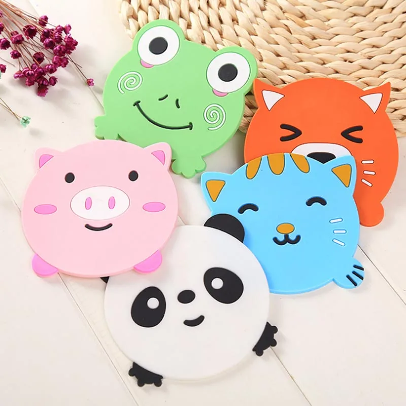 Cartoon Animal heat Resistant silicone mat Cute Round Coasters Placemats For Table Mats For