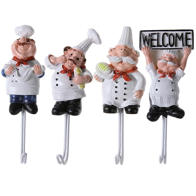 Wall Door Clothes Coat Hat Hanger Rustproof Towel Hooks Creative Cartoon Chef Shape Stainless Steel Kitchen Accessories | Дом и сад