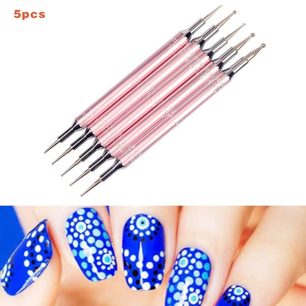 5 Pcs/Set 2 Way Dotting Pens Nail Art Tip Decoration Dot Painting ...