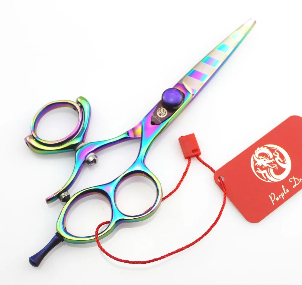 5.5 inch Rainbow Ergonomic Three Finger Hole & Swivel Thumb Rings Hair