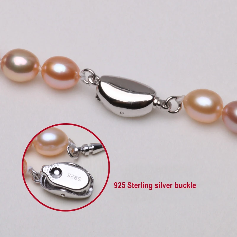 Ожерелье из натурального пресноводного жемчуга, женское свадебное тонкое колье, ювелирное изделие, жемчужное серебро 925 пробы для мамы, жемчужное ожерелье s