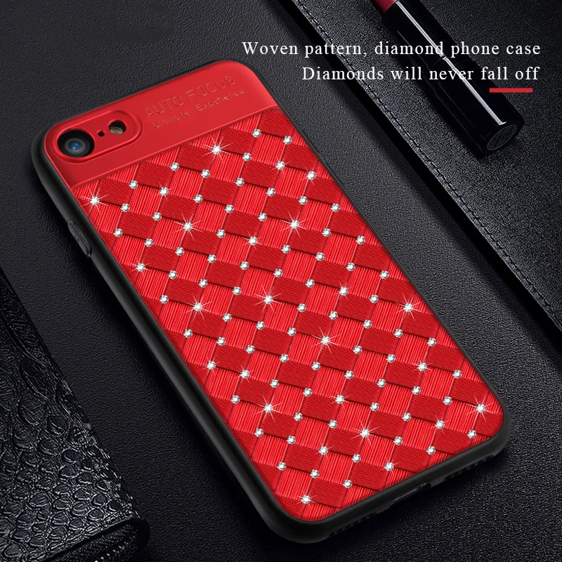 

Glitter Bling Diamond For iPhone 5 5S SE X Case girl jewelled weave TPU+PC Women Phone Cases for iphone 6 6S 7 8 Plus Case Cover