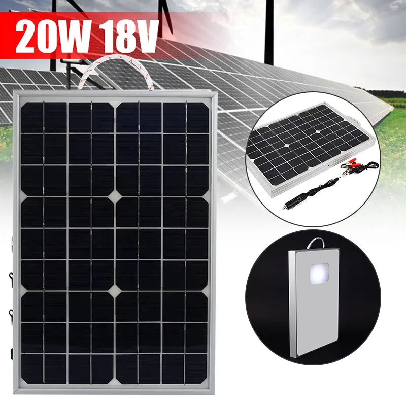 

Solar Panel 20W Solar Cells 420*280*35 Mm Monocrystalline Silicon Outdoor Module Phone Charger Car Powered Home Improvement