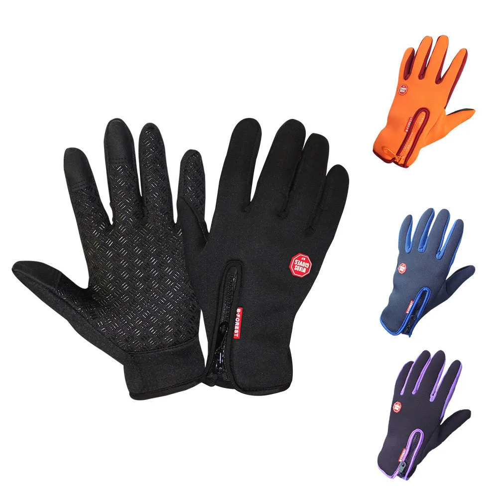 Waterproof Touch Screen Winter Gloves for Fishing Zipper Closure Polar Fleece Thermal Fishing Gloves Anti-slip Silicone Gloves 