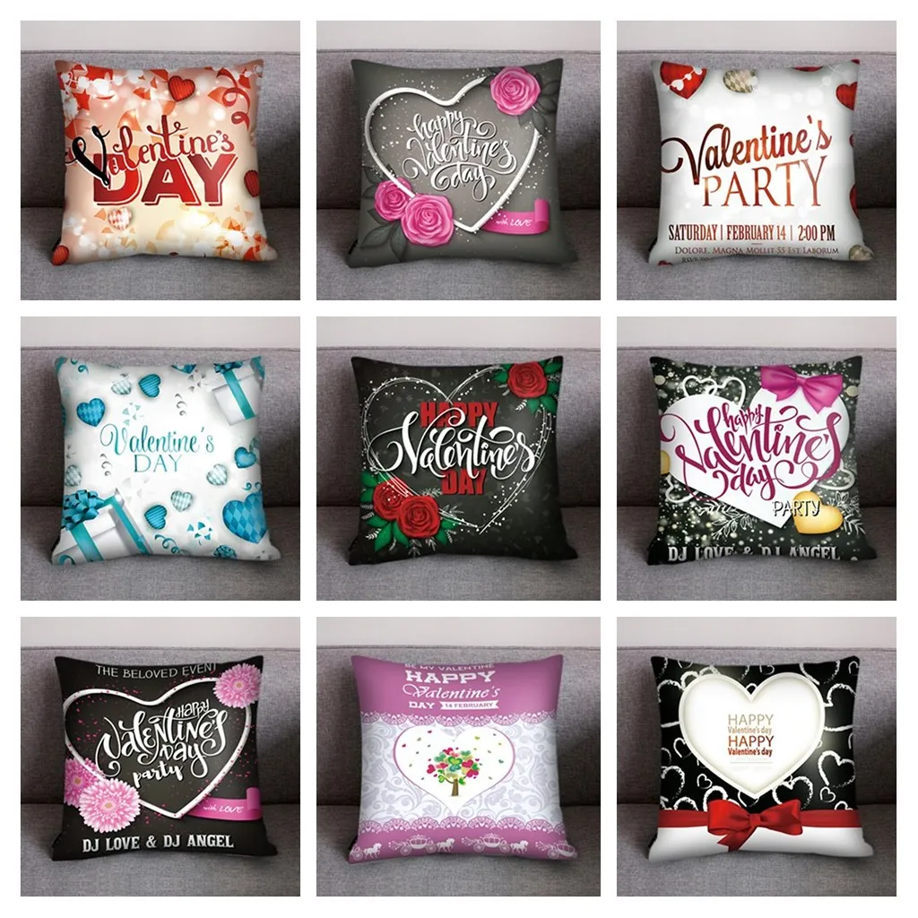 

ISHOWTIENDA Valentine's Day Print Pillow Case Polyester Sofa Car Cushion Cover Home Decor sofa decorative cushions printed