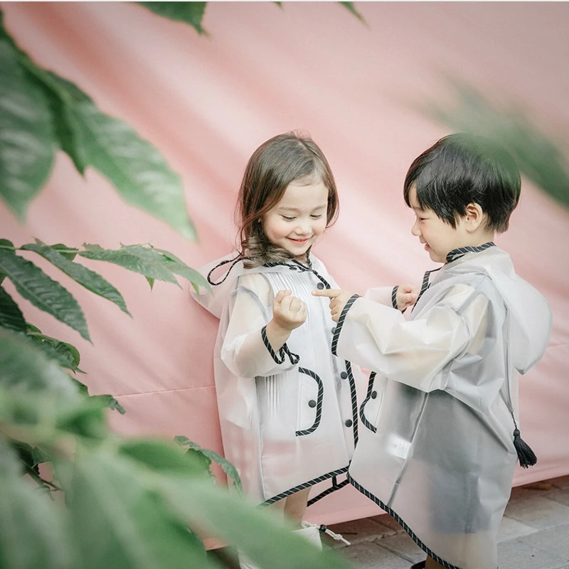 

Waterproof EVA Rain Outdoor Touring Children Boy Transparent Coat Kids Rainwear Rainsuit Girl Baby Toddler Rain Coat with Hood