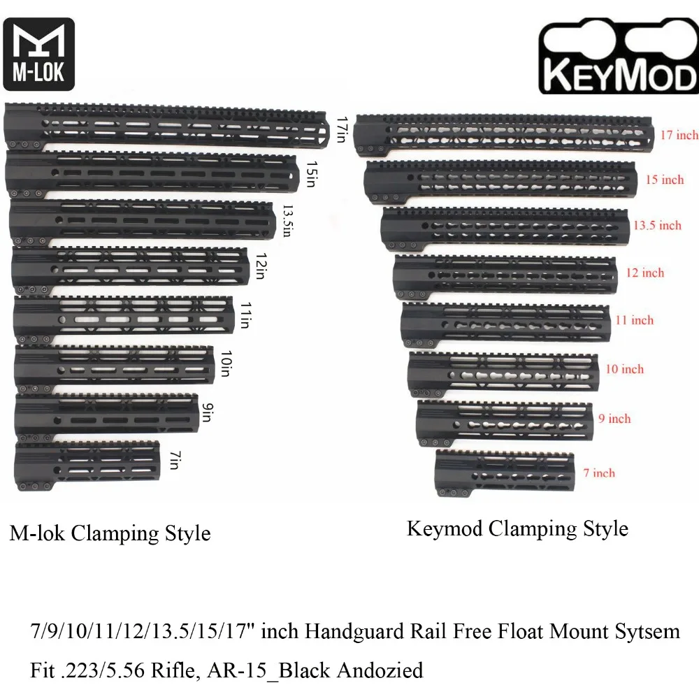 Aplus 7/9/10/11/12/13,5/15/17 ''дюймовый Keymod/M-lok зажима Стиль Handguard рельсовый прицел крепление Системы Fit. 223_Black анодированного