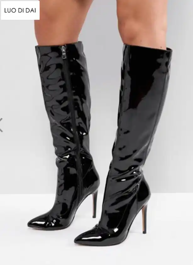 pointed toe patent leather booties